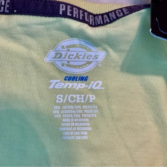 NWT Dickies Tee Small Neon Yellow Lime Performance Workwear Short Sleeves Cute! - Picture 6 of 11
